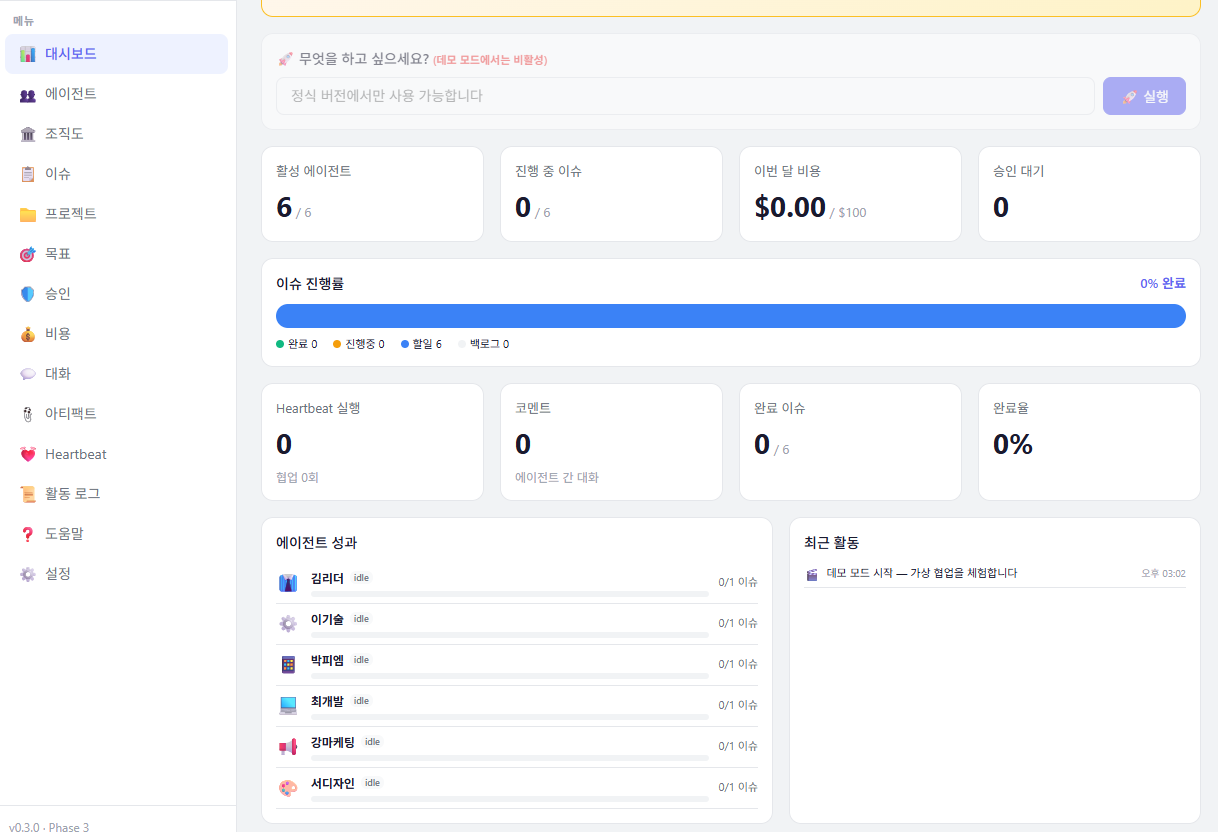 대시보드 화면